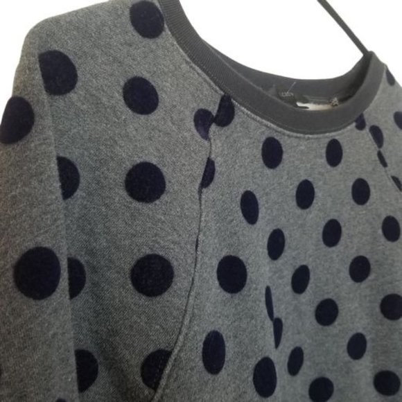J. Crew Womens M Gray & Navy Blue Polka Dots Long - Picture 5 of 8